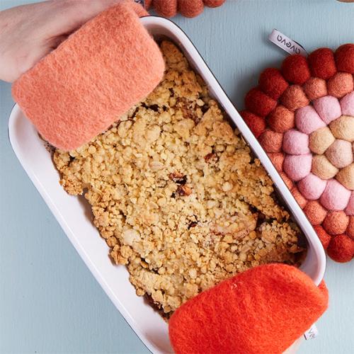 ＜avevaアベバ＞キッチンアイテムSET（スクエア鍋敷き・ポットホルダー）ブルー