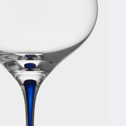 ＜Orrefors＞インターメッツォ　ブーケ　ワイングラス　ペアセット　ブルー