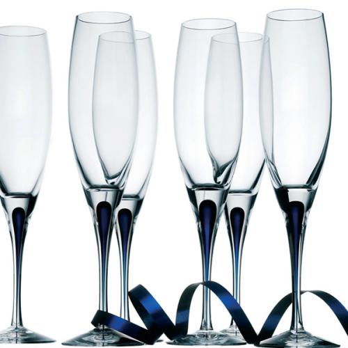 ＜Orrefors＞インターメッツォ　シャンパングラス　ブルー