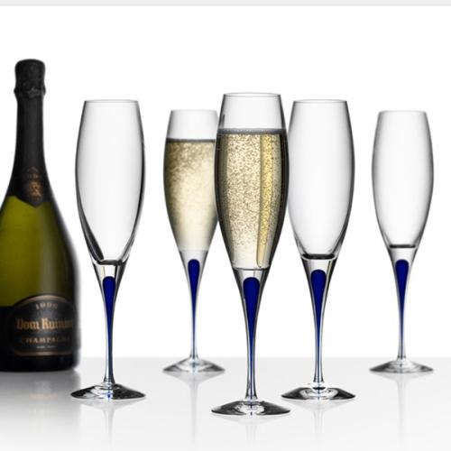 ＜Orrefors＞インターメッツォ　シャンパングラス　ブルー