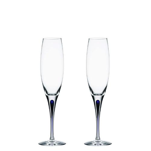 ＜Orrefors＞インターメッツォ　シャンパングラス　ペアセット　ブルー