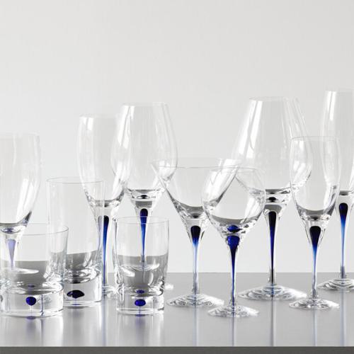＜Orrefors＞インターメッツォ　シャンパングラス　ペアセット　ブルー