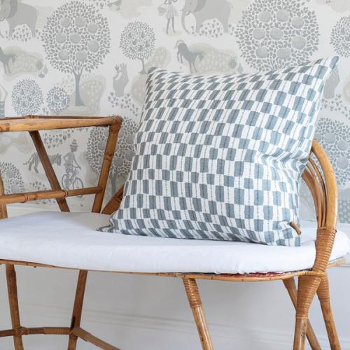 ＜リトルファント＞クッション50×50cm（中材込）グスタフ　ブルー