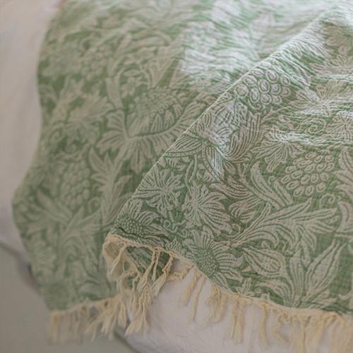 ＜クリッパン＞ウィリアム・モリス　サンフラワー　ガーゼコットンスロー　140×200cm