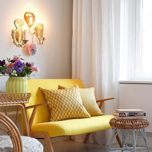 ＜リトルファント＞クッション(中材込) 50×50cm Gustav マスタード/イエロー