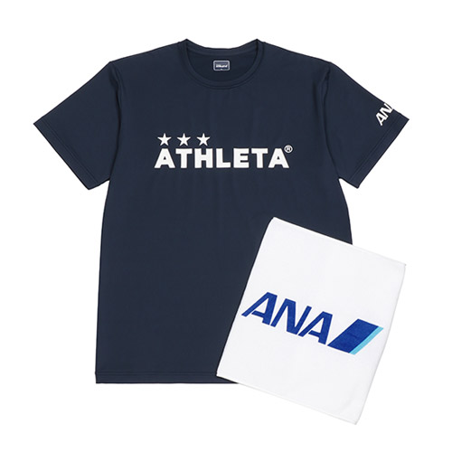 【ANAオリジナル】＜アスレタ＞ATHLETAコラボ　スポーツシャツ（ネイビー）&タオルセット