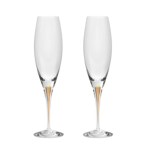 ＜Orrefors＞オレフォス インターメッツォ シャンパングラスGOLD ペアセット