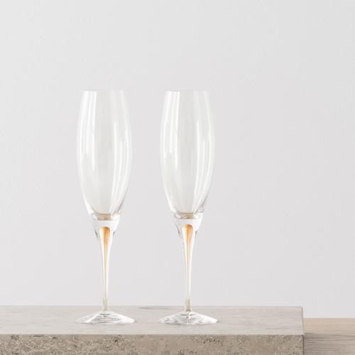 ＜Orrefors＞オレフォス インターメッツォ シャンパングラスGOLD ペアセット