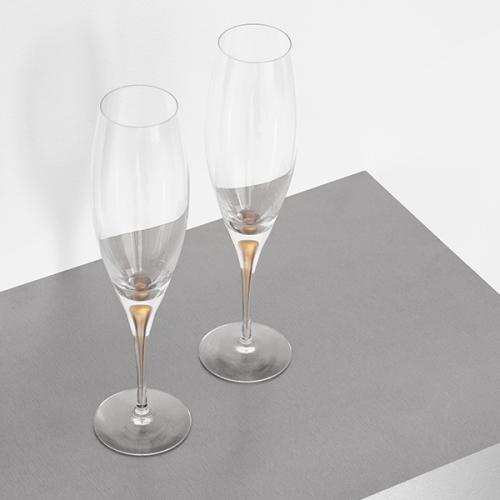 ＜Orrefors＞オレフォス インターメッツォ シャンパングラスGOLD ペアセット