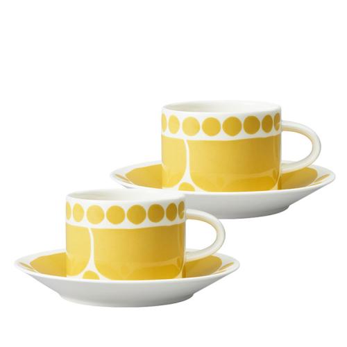 ＜ARABIA＞アラビア スンヌタイ カップ&ソーサー イエロー ペアセット