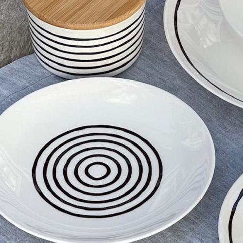 ＜GUSTAFSBERG＞グスタフスベリ × リサ・ラーソン　SIXTEN CIRCLES　FIKAセット (18cmプレート+カップ)