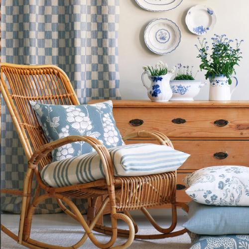 ＜リトルファント＞クッション(中材込) 50×50cm Flora ブルー