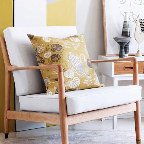 ＜リトルファント＞クッション(中材込) 50×50cm　Noble Nymphs イエロー