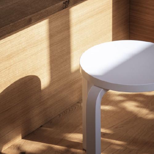 ＜Artek＞フィンランド アルテック スツール E60 4本脚 （ホワイトラッカー）