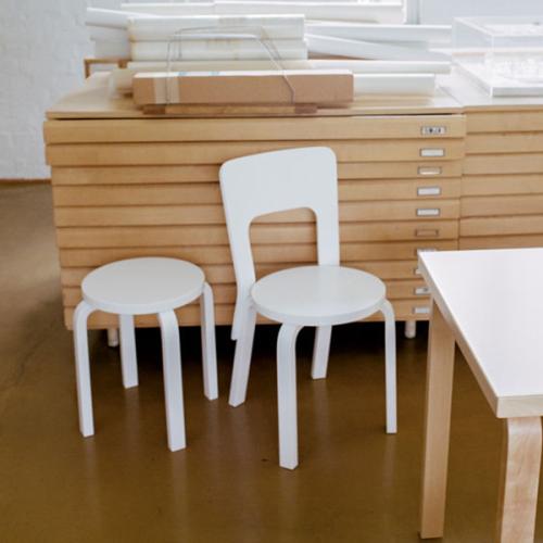 ＜Artek＞フィンランド アルテック スツール E60 4本脚 （ホワイトラッカー）