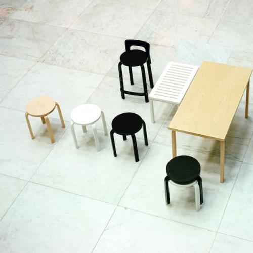 ＜Artek＞フィンランド アルテック スツール E60 4本脚 （ホワイトラッカー）