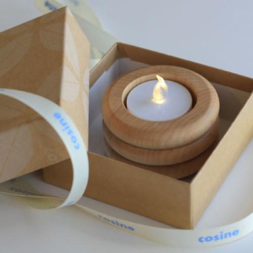 ＜cosineコサイン＞木製キャンドルホルダー（LEDキャンドル付き）メープル材