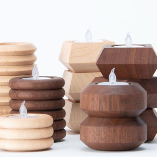 ＜cosineコサイン＞木製キャンドルホルダー（LEDキャンドル付き）メープル材